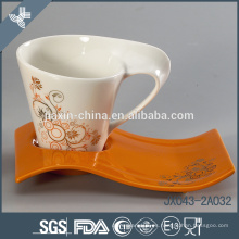 Tazas y platillos de impresión de porcelana de diseño personalizado al por mayor precio competitivo